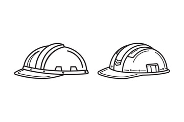 Construction safety helmet icon. Simple outline style. Hard hat, worker cap, protect and safe concept. Thin line vector illustration design isolated on white background. EPS 10