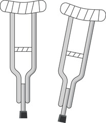 Crutches (Underarm Crutch) Illustration A simple illustration of crutches, commonly used for injury recovery, bone fractures, post-surgery rehabilitation, or fall prevention due to osteoporosis.