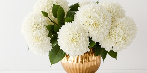 Elegant White Hydrangeas in Textured Gold Vase