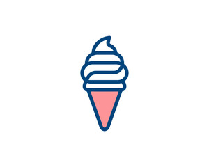 Ice cream logo concept in linear vector