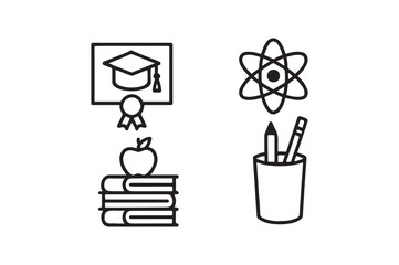 Academic Toolkit Icons silhouette vector with white background