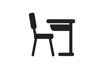 Fototapeta premium Classroom Desk Symbols silhouette vector with white background