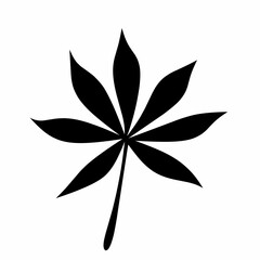 Black cassava leaf vector isolated on white background.