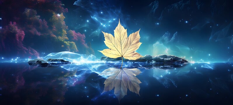 Galaxy Version of leaf world, ai generative - Powered by Adobe