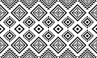 Southwest Native seamless pattern ethnic tribal Aztec geometric Navajo Native American fabric black and white design vector for textile print