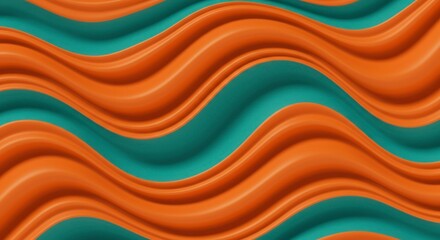 Abstract wavy pattern of alternating orange and teal colors