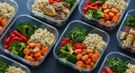 Containers with prepared healthy food