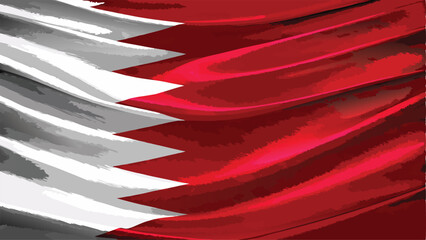 red and white stripes, bahrain wave flag illustration, vector art