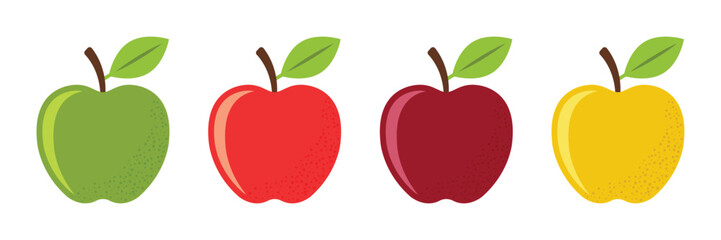 Apple icon set collection in flat style. Fresh fruit vector illustration on isolated background. Fresh apples sign business concept.