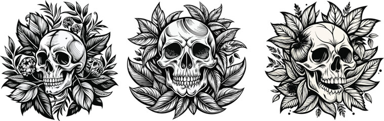 black and white tattoo patter, vector art, illustartion