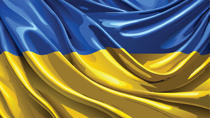 waving flag of ukraine, illustration, vector art