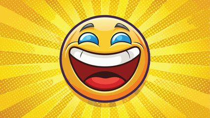 happy smiley face background, yellow theme, funny emoji, vector art