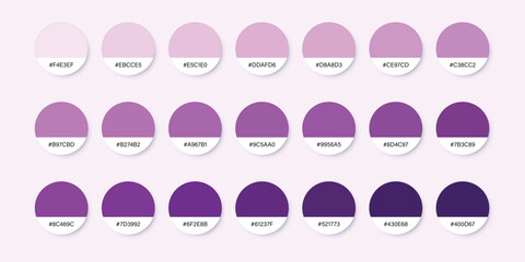 Purple colour palette icon in flat style. Catalog samples vector illustration on isolated background. Color catalog sign business concept.