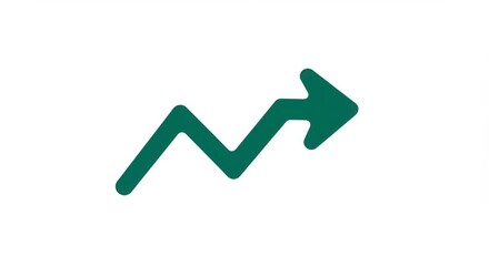 An emerald green, stylized zig-zag arrow pointing right, signifying growth and progress against a white background