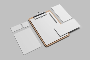 Blank stationery branding for mockup - 3D Illustration