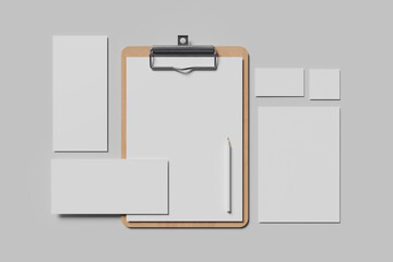 Blank stationery branding for mockup - 3D Illustration