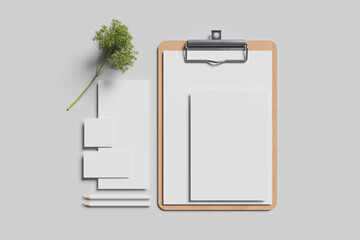 Blank stationery branding for mockup - 3D Illustration