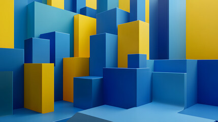 Obraz premium 3d rendering of blue and purple abstract geometric background. Scene for advertising, technology, showcase, banner, game, sport, cosmetic, business, metaverse. Sci-Fi Illustration. Product display