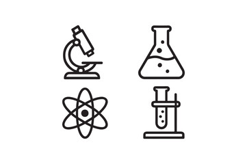 Science Lab Equipment Icons silhouette vector with white background