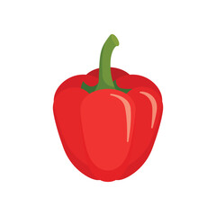 Red pepper bell icon in flat style. Fresh paprika vector illustration on isolated background. Healthy food sign business concept.