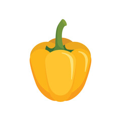 Yellow pepper bell icon in flat style. Fresh paprika vector illustration on isolated background. Healthy food sign business concept.