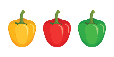 Pepper bell icon set collection in flat style. Fresh paprika vector illustration on isolated background. Healthy food sign business concept.