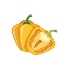 Yellow pepper bell icon in flat style. Fresh paprika vector illustration on isolated background. Healthy food sign business concept.
