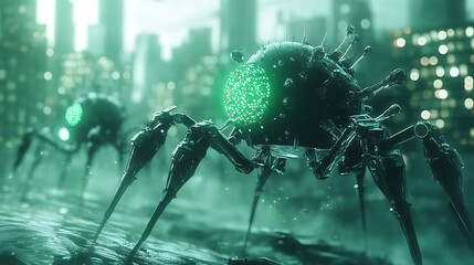 AI-powered nanobot identifying new virus mutation in 3D holographic space 