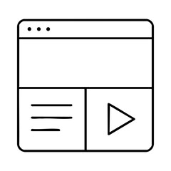 Web interface with play button icon for content and video layout
