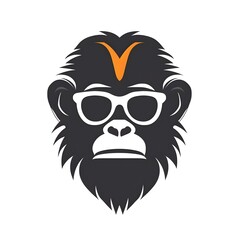 Modern emblem featuring a sleek and stylish monkey wearing cool glasses, digital vector art
