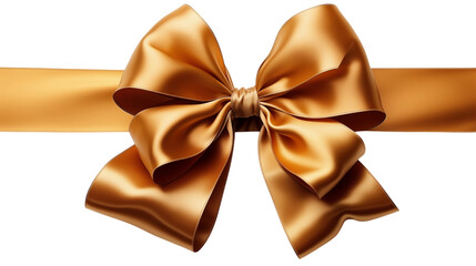 gold ribbon bow, isolated on transparent background.