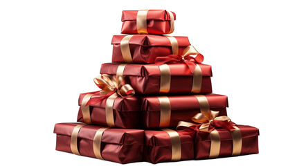 red gift boxes, isolated on transparent background.