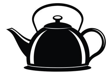 Stylized Black Teapot Silhouette with Handle and Spout Illustration Design Element