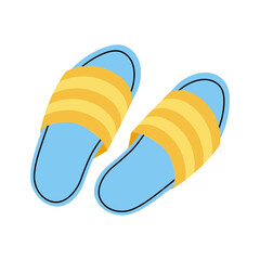 Bright yellow and blue slide sandals perfect for summer wear at the beach or poolside with comfortable and casual design