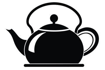 Black Silhouette Illustration of a Tea Kettle with Rounded Handle and Spout
