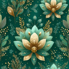 Elegant floral pattern with gold accents.