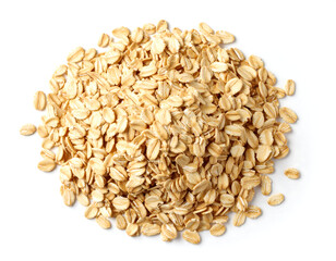 Fototapeta premium Rolled oats forming a pile on white background