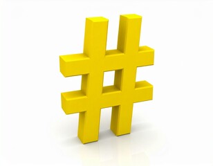 Fototapeta premium Yellow Hashtag Symbol 3D 黄色の3Dハッシュタグ記号