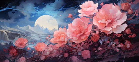 Galaxy Version of flowers world, ai geberative