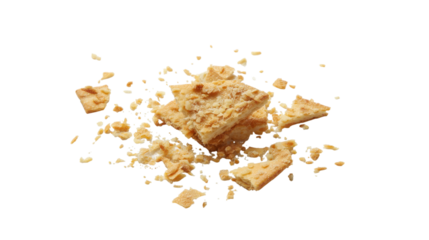 Napoleon Cake Pieces and Crumbs on Transparent Background