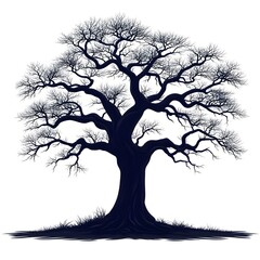 Elegant Minimal Vector Illustration Showcasing a Majestic Baobab Tree with Transparent Backdrop in Flat 2D Style for Striking Visual Impact