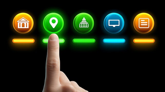 Interactive Touchscreen Interface with Glowing Buttons