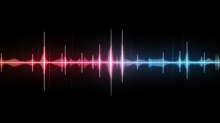 Colored audio waveform on black background, showcasing various colors and shapes as an AI technology example capturing sounds to digitally represent human emotion.