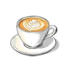 Latte Doodle vector 2D flat illustration, isolated on a white background.