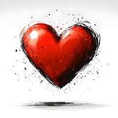 Sleek Flat Vector Artwork Featuring Handdrawn Heart Icon with Subtle Doodle Accents and Valentine Motifs on Transparent Canvas