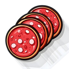 Minimalist Pepperoni Salami Icon with Flat 2D Vector Design on Transparent Background for Modern Food Branding and Digital Illustration