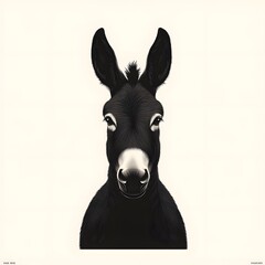 Crisp Flat Vector Graphic of Donkey Silhouette in 2d Minimal Style with Transparent and White Background