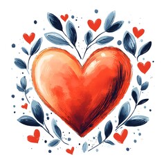 Creative Flat 2d Vector Illustration of a Handcrafted Heart Icon with Transparent Background and Elegant Valentine Doodle Elements