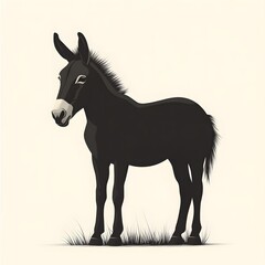 High Quality Flat Vector Illustration of Donkey Silhouette with Minimal Modern Design on Transparent Background