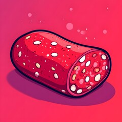 Minimalist Pepperoni Salami Icon with Flat 2D Vector Design on Transparent Background for Modern Food Branding and Digital Illustration